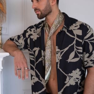 Floral print viscose shirt