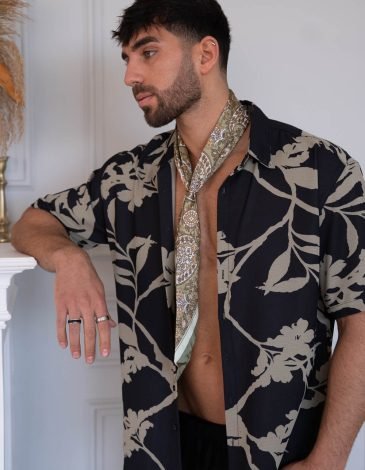 Floral print viscose shirt
